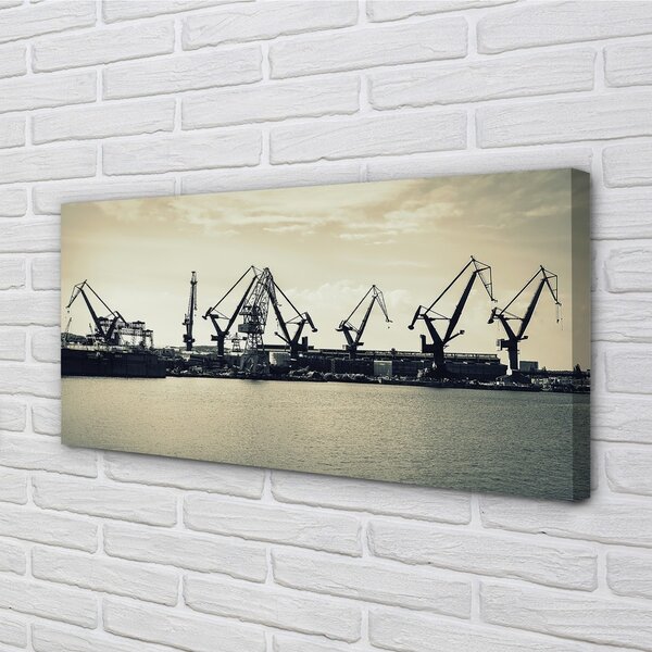 Obraz na plátne Lodenice v Gdansku žeriavy river 100x50 cm