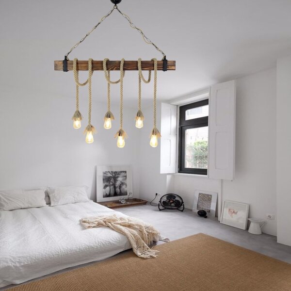 Luster s lankom KUTUK 6xE27/40W/230V borovica
