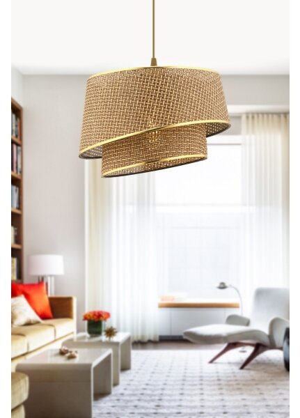 Závesný luster BARETTE na lanku 1xE27/60W/230V hnedá/zlatá