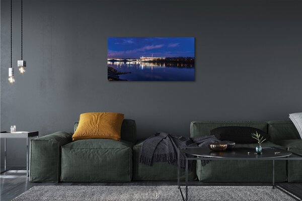 Obraz na plátne Varšavský štadión river most v noci 100x50 cm