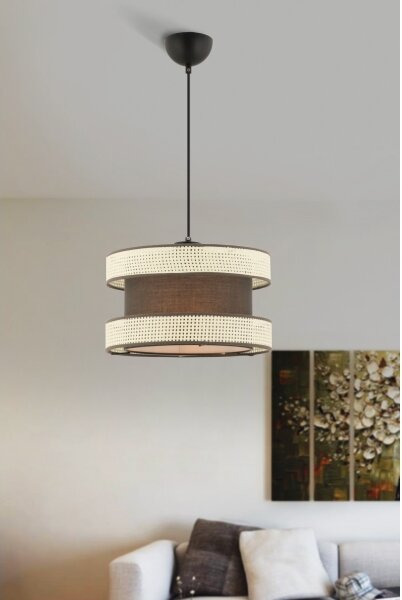 Závesný luster na lanku HALO 1xE27/60W/230V hnedá/krémová