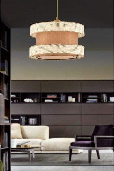 Závesný luster na lanku HALO 1xE27/60W/230V hnedá/krémová