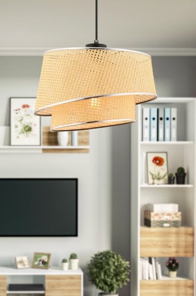 Luster na lankách BARETTE 1xE27/60W/230V béžová/lesklý chróm