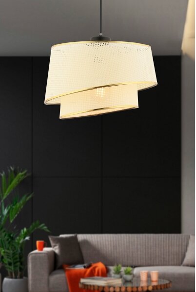 Závesný luster na lanku BARETTE 1xE27/60W/230V krémová/zlatá