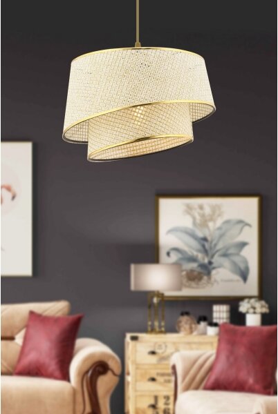 Závesný luster na lanku BARETTE 1xE27/60W/230V krémová/zlatá