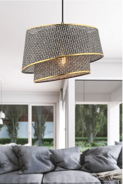 Závesný luster na lanku BARETTE 1xE27/60W/230V sivá/zlatá