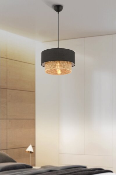 Luster na lanku ECHO 1xE27/60W/230V čierna/hnedá