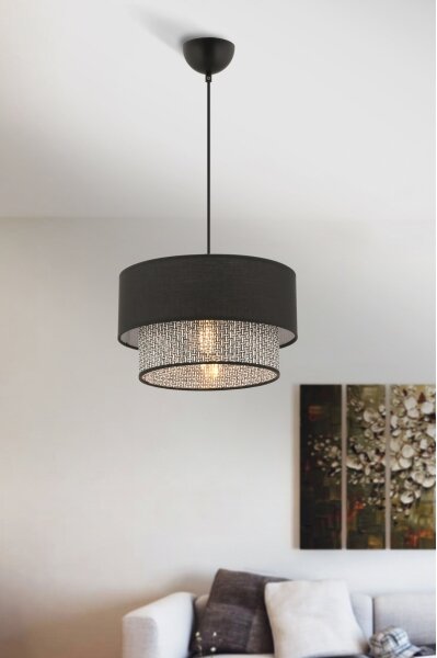 Luster na lanku ECHO 1xE27/60W/230V čierna/šedá