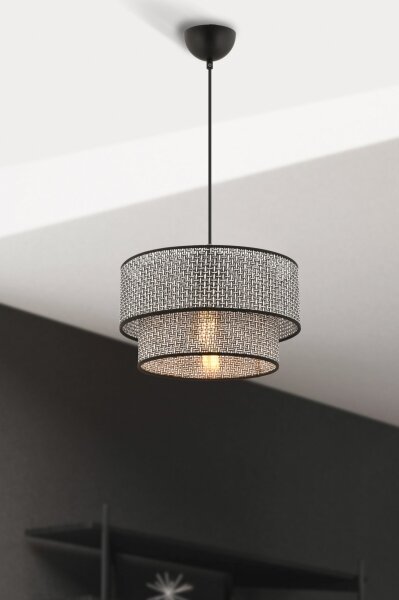 Závesný luster ECHO na lanku 1xE27/60W/230V sivá/čierna