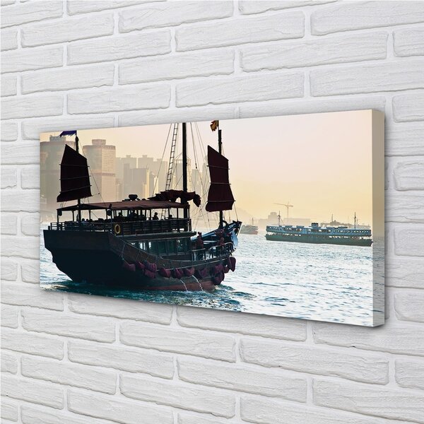 Obraz canvas Loď sea city sky 100x50 cm