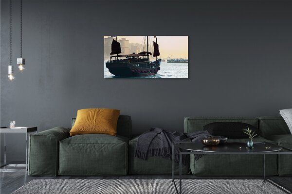 Obraz canvas Loď sea city sky 100x50 cm
