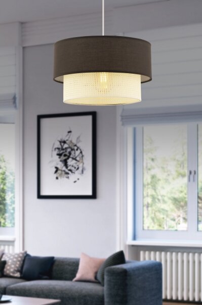 Luster na lanku ECHO 1xE27/60W/230V hnedá/krémová