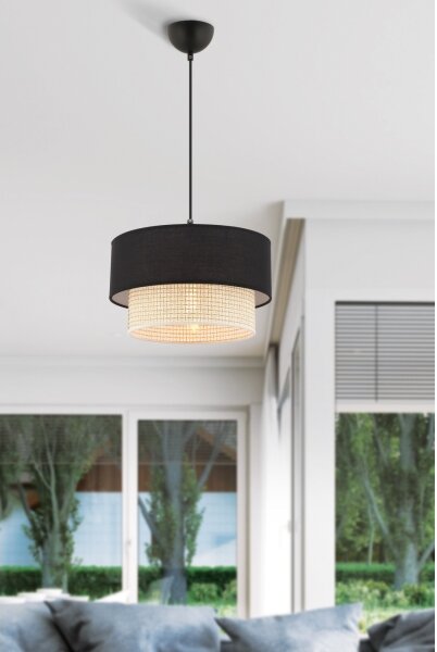 Závesný luster na lanku ECHO 1xE27/60W/230V čierna/krémová