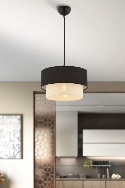 Závesný luster na kábli ECHO 1xE27/60W/230V čierna/krémová