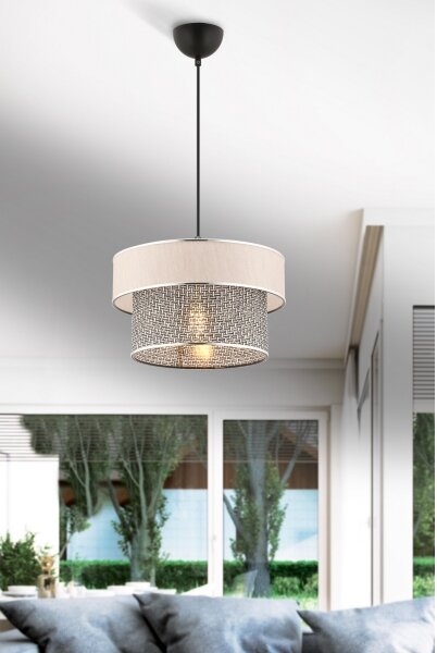Luster ERO na lane 1xE27/60W/230V krémová/šedá