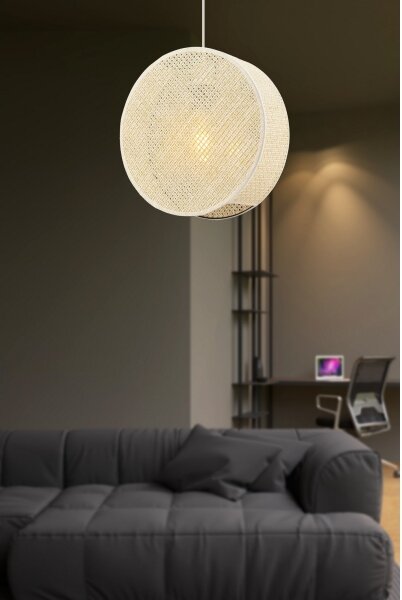 Závesné svietidlo na lanku BIG DRUM 1xE27/60W/230V krémové