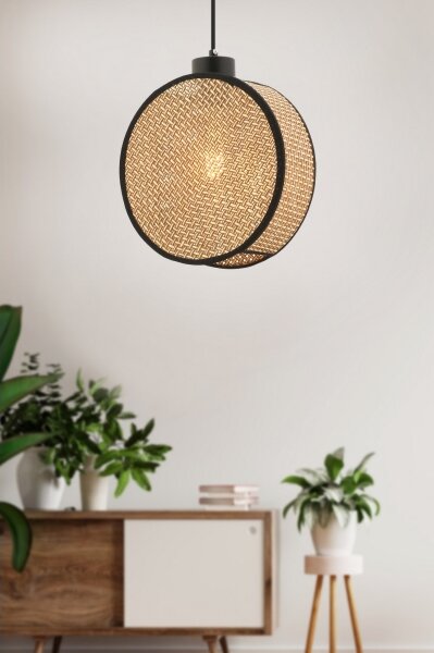 Luster na lanku DRUM 1xE27/60W/230V hnedá/čierna