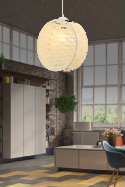 Luster na lanku DRUM 1xE27/60W/230V krémový