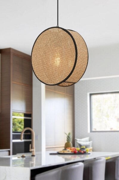 Luster na lanku BIG DRUM 1xE27/60W/230V hnedá/čierna