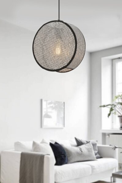 Luster na lanku BIG DRUM 1xE27/60W/230V sivá/čierna