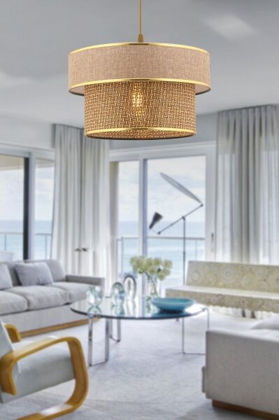 Závesný luster na lanku ERO 1xE27/60W/230V hnedý/zlatý