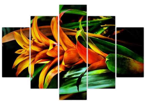 Obraz oranžovej kytice (150x105 cm)