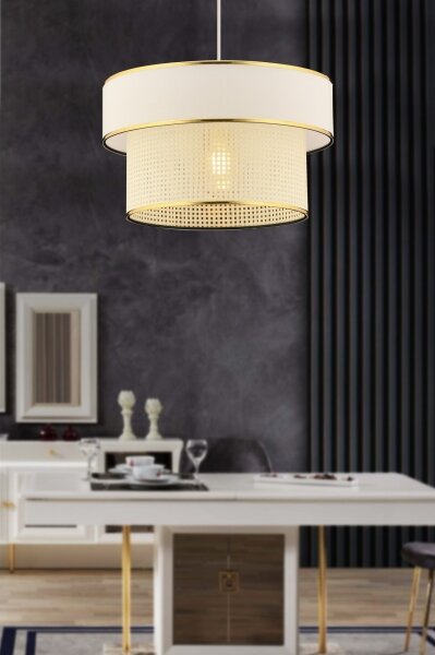 Závesný luster na lanku ERO 1xE27/60W/230V krémová/zlatá