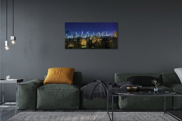 Obraz na plátne Nočná panoráma Varšavy 100x50 cm