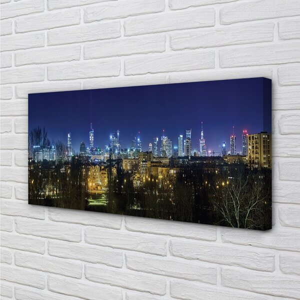 Obraz na plátne Nočná panoráma Varšavy 100x50 cm