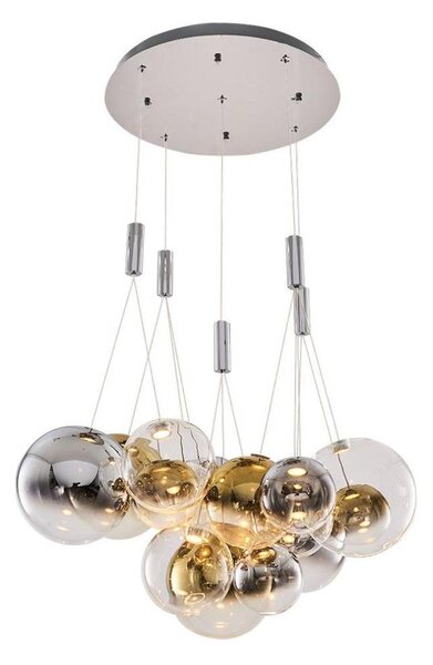 LED luster na lanku ENNA 15xG9/5W/230V 3000K dymová/zlatá