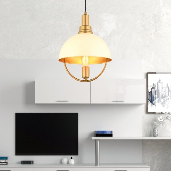 Luster na lane MONZA 1xE27/40W/230V pr. 30 cm krémová/zlatá