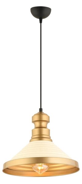 Elegantné závesné svietidlo na kábli MONZA 1xE27/40W/230V, priemer 30 cm, krémová/zlatá