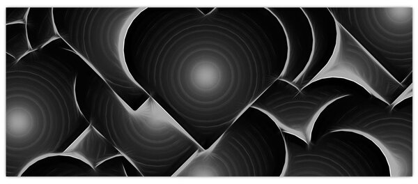 Obraz čierno-bielych sŕdc (120x50 cm)