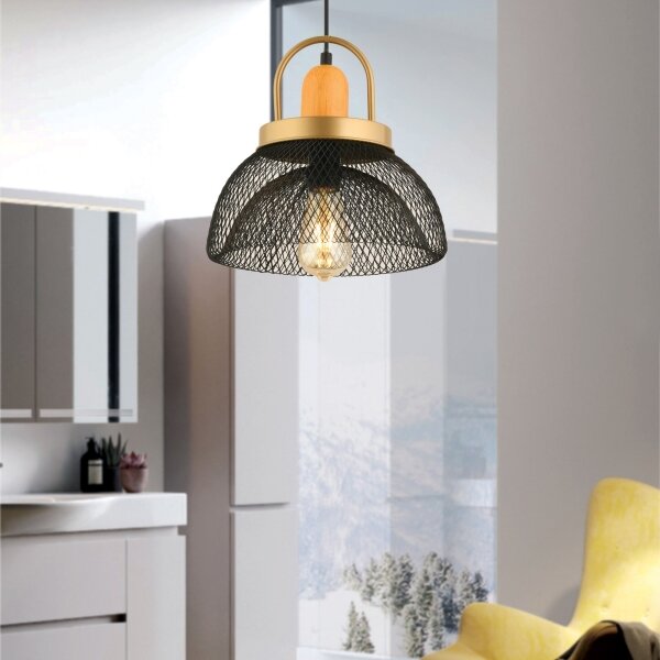 Závesný luster MONZA 1xE27/40W/230V, priemer 29 cm, čierna/zlatá