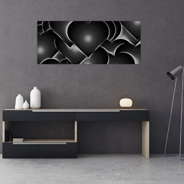 Obraz čierno-bielych sŕdc (120x50 cm)