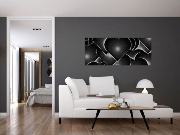 Obraz čierno-bielych sŕdc (120x50 cm)