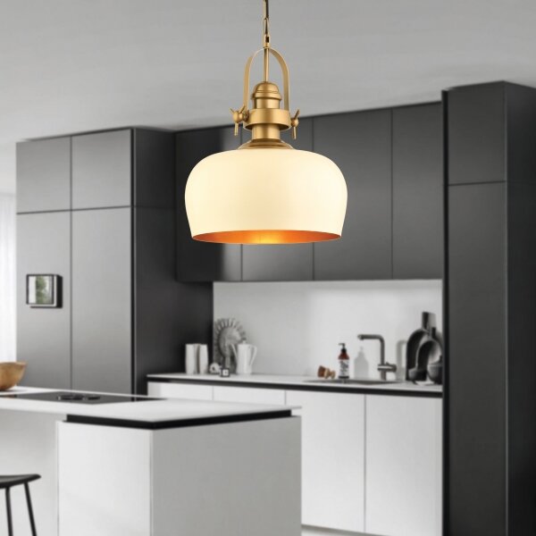 Závesné svietidlo na lanku MONZA 1xE27/40W/230V pr. 30 cm krémové/bronzové