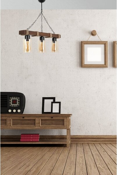Luster na reťazi JASMIN 3xE27/40W/230V hnedá/béžová