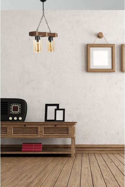 Závesný luster na reťazi JASMIN 2xE27/40W/230V hnedá/béžová