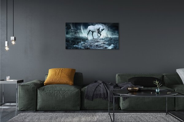 Obraz na plátne Forest Unicorn moon 100x50 cm