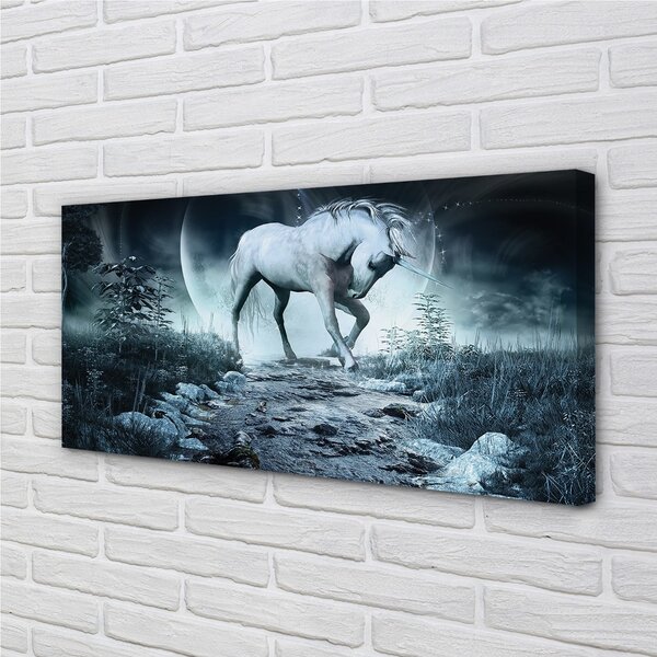 Obraz na plátne Forest Unicorn moon 100x50 cm