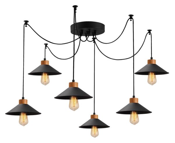 Luster na lanku MANAVGAT 6xE27/40W/230V pavúk čierna/hnedá