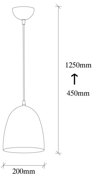 Luster na lanku TATTOO 1xE27/40W/230V, priemer 20 cm, čierny