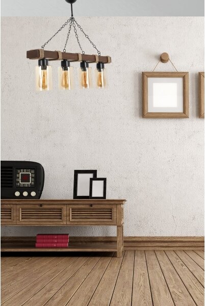 Luster na reťazi JASMIN 4xE27/40W/230V hnedá/béžová