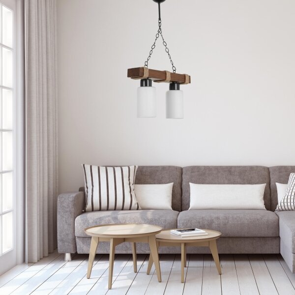 Elegantný luster na reťazi JASMIN 2xE27/40W/230V hnedá/biela
