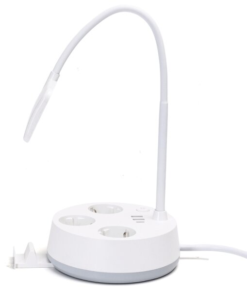 Aigostar - LED Stmievateľná stolná lampa so zásuvkami a USB LED/4,6W/230V biela