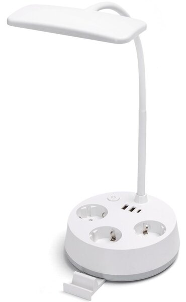 Aigostar - LED Stmievateľná stolná lampa so zásuvkami a USB LED/4,6W/230V biela