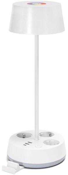 Aigostar-LED RGBW Stmievateľná stolová lampa s zásuvkami a USB LED/4,6W/230V biela