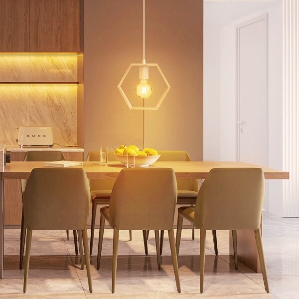 Aigostar - LED drevený luster na lane 1xE27/9W/230V 2200K borovica