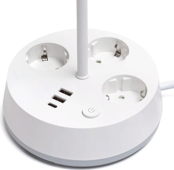 Aigostar-LED RGBW Stmievateľná stolová lampa s zásuvkami a USB LED/4,6W/230V biela